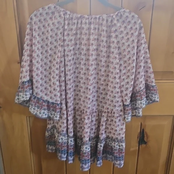Boho Floral Print, Festival Bouse, Fairy, Semi Sheer, Whimsigoth, Angel sleeves - Picture 7 of 14